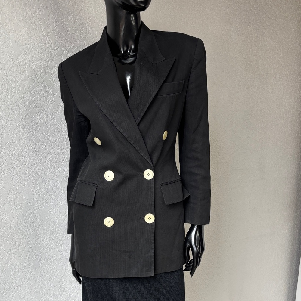 VTG 90s Michael Kors for Bergdorf Goodman Black Cotton Double Breasted Blazer